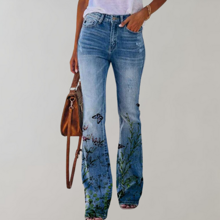 Pantalones de Denim con Diseño Flare para Mujeres