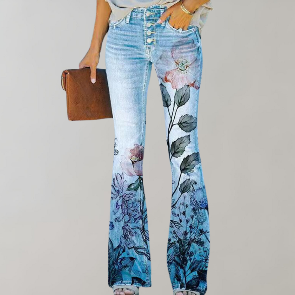 Pantalones de Denim con Diseño Flare para Mujeres