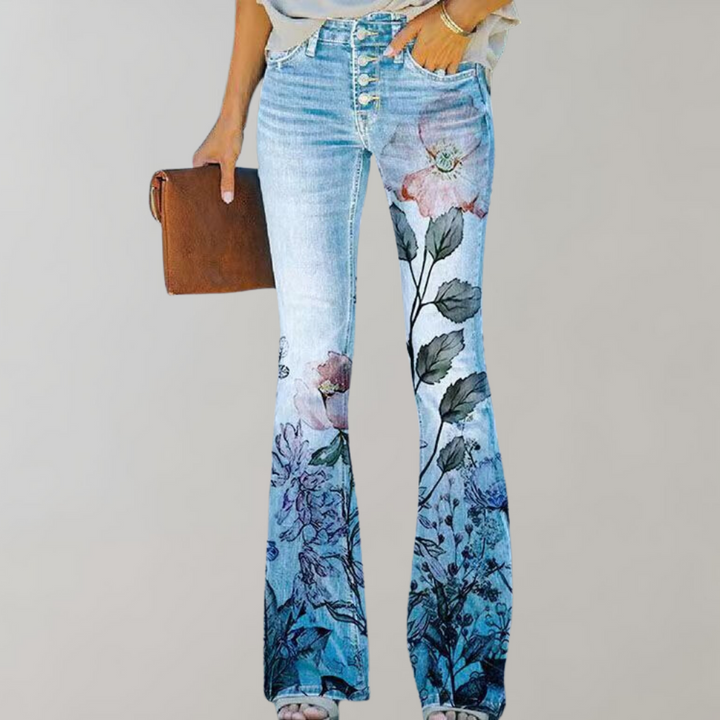 Pantalones de Denim con Diseño Flare para Mujeres