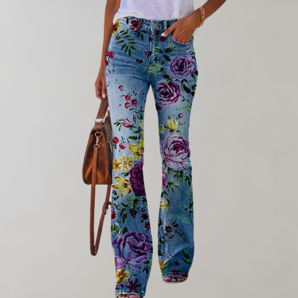 Pantalones de Denim con Diseño Flare para Mujeres