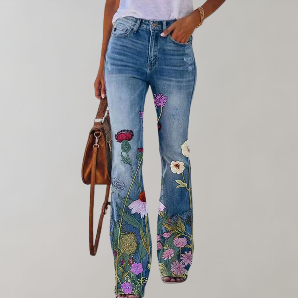 Pantalones de Denim con Diseño Flare para Mujeres