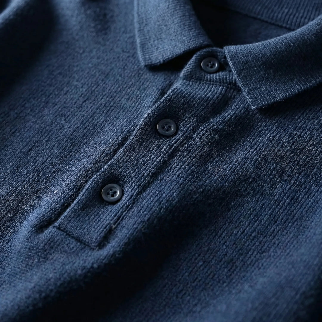 Klassivo - Jersey polo de manga larga de punto fino