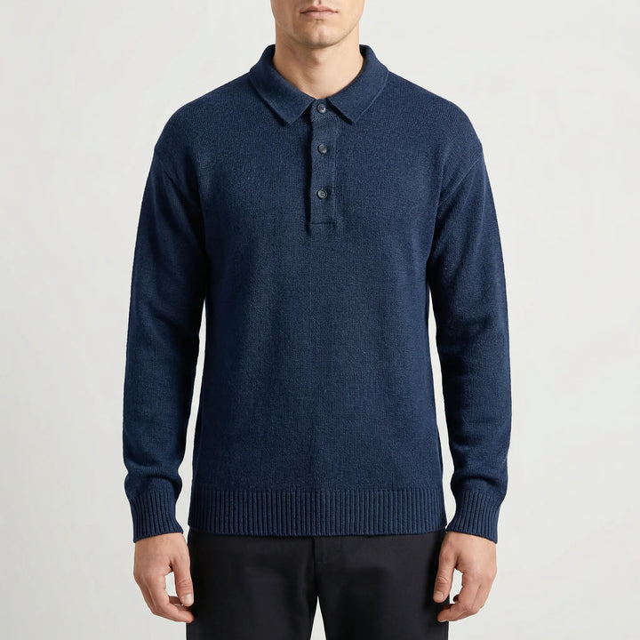Klassivo - Jersey polo de manga larga de punto fino