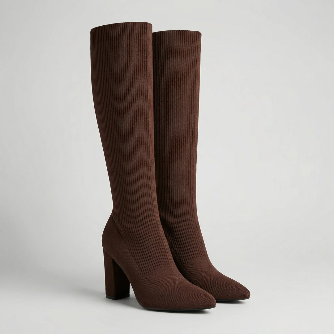 Kneelara - Bota elástica sin cordones hasta la rodilla