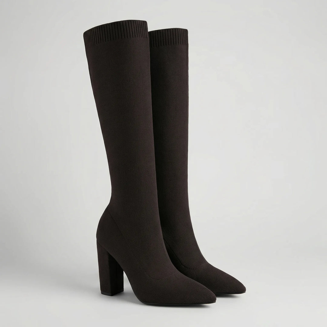 Kneelara - Bota elástica sin cordones hasta la rodilla