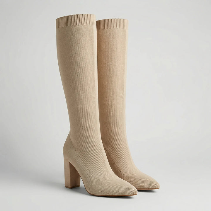 Kneelara - Bota elástica sin cordones hasta la rodilla