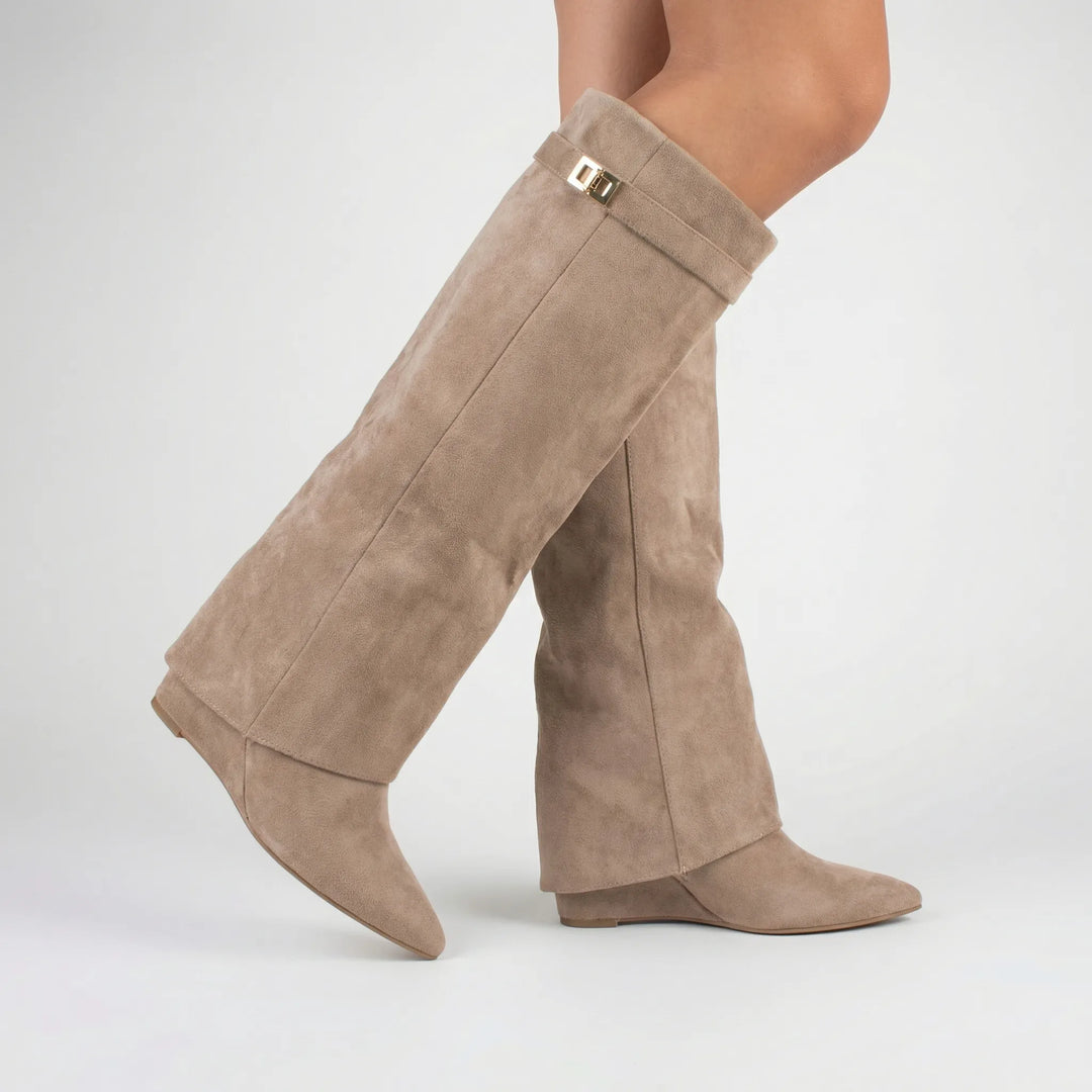 Kneelix - Bota de tacón de bloque hasta la rodilla