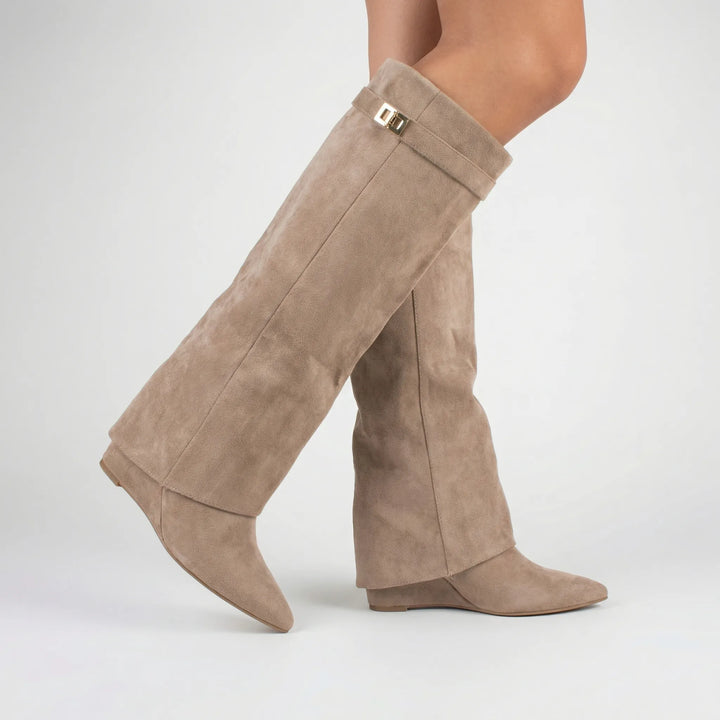 Kneelix - Bota de tacón de bloque hasta la rodilla