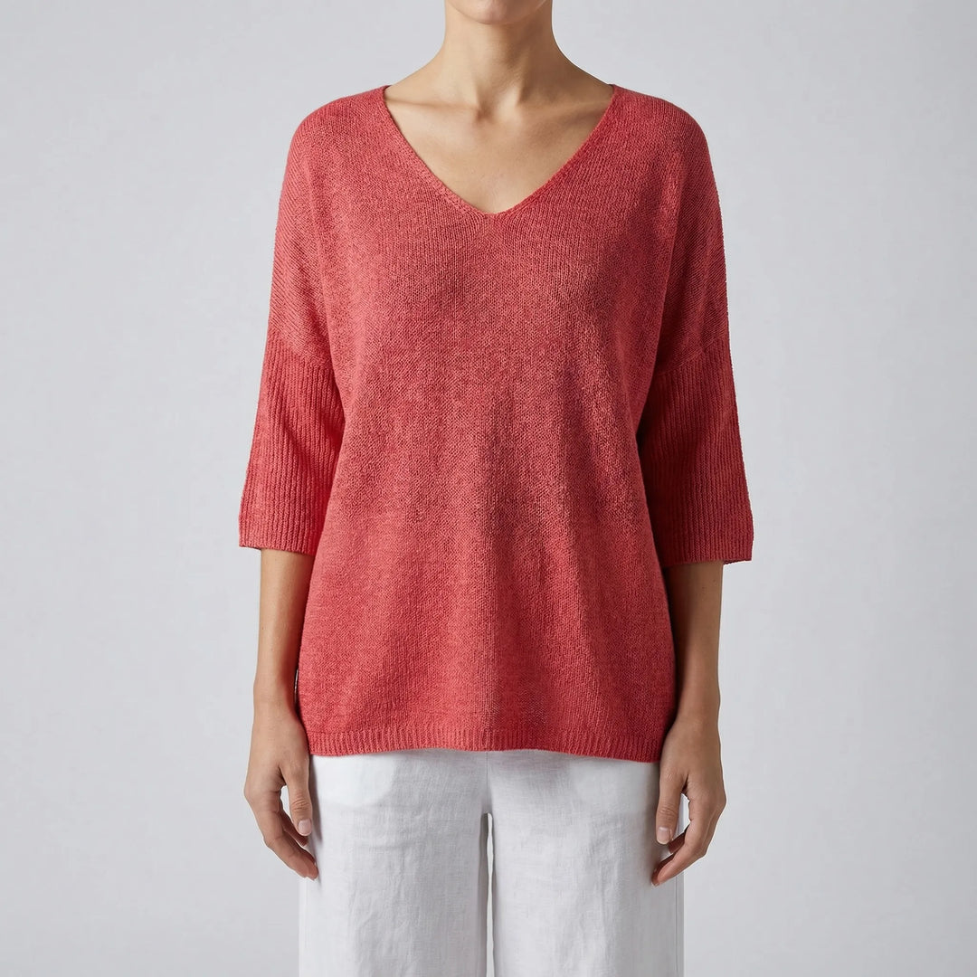 Knivara - Top de punto con cuello en V para mujer