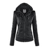 Melody – Chaqueta motera de imitación de cuero con capucha