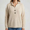 Suéter Pullover con Cuello de Solapa Acanalado para Mujeres