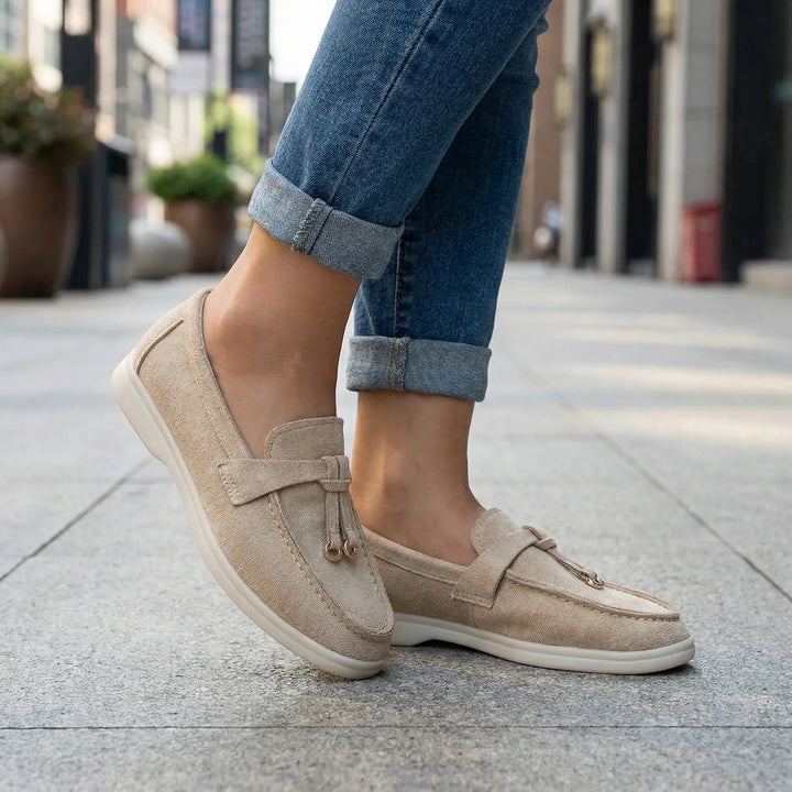 Loafly - Mocasín plano sin cordones para mujer