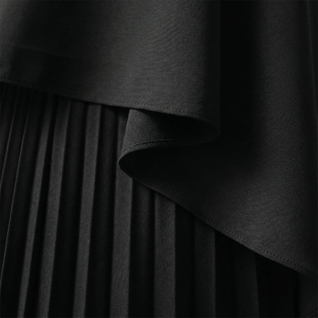 Luxvara - Vestido largo plisado con mangas murciélago