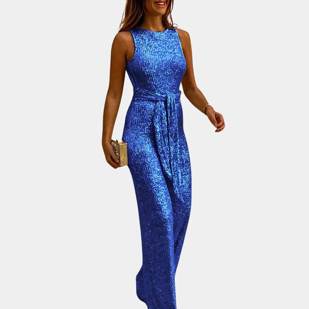 Mono con Brillo y Cintura Tie para Mujeres