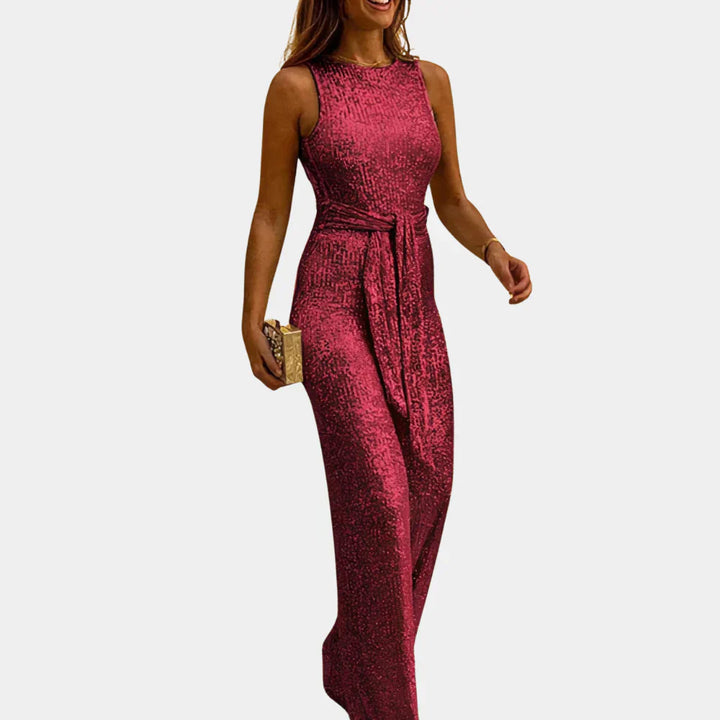 Mono con Brillo y Cintura Tie para Mujeres