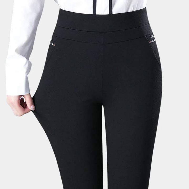Pantalones elásticos de cintura alta con corte cómodo