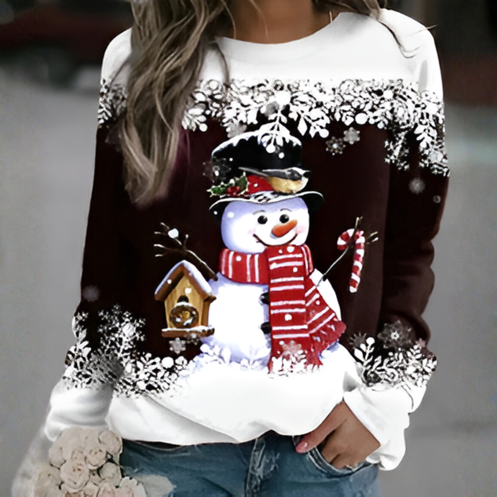Sudadera de Navidad para Mujeres con Estampado de Copos de Nieve