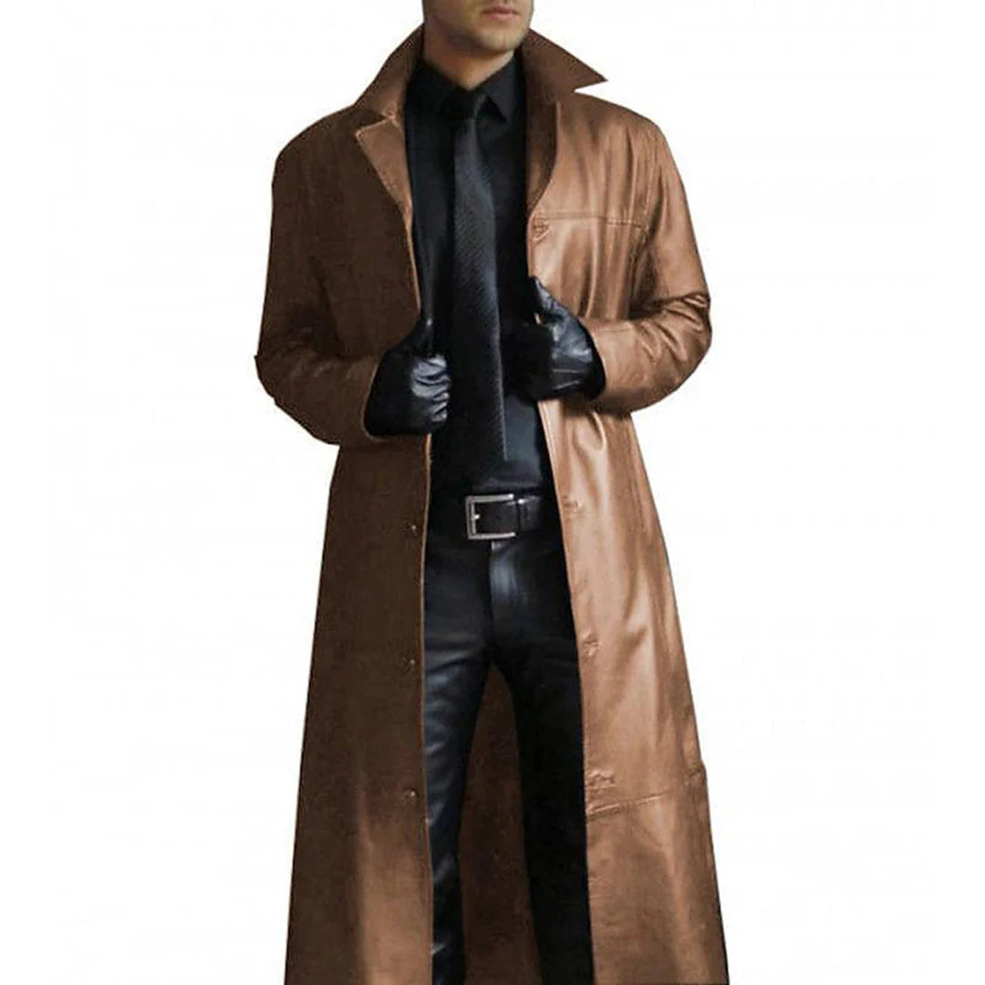 Abrigo largo de invierno de imitación de piel para hombre