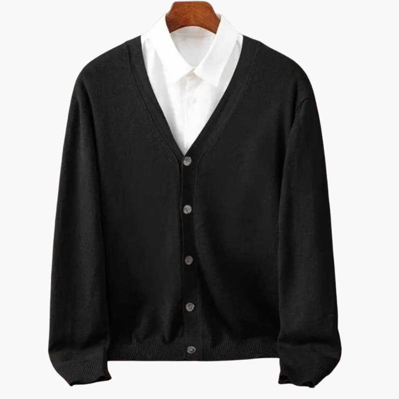 Cardigan con Cuello en V y Botones para Hombres – Capa de Punto Clásico