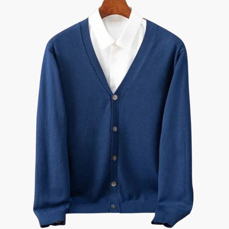 Cardigan con Cuello en V y Botones para Hombres – Capa de Punto Clásico