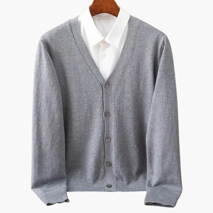 Cardigan con Cuello en V y Botones para Hombres – Capa de Punto Clásico