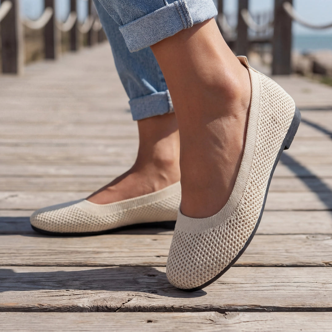 Meshori - Zapatos planos sin cordones de malla transpirable