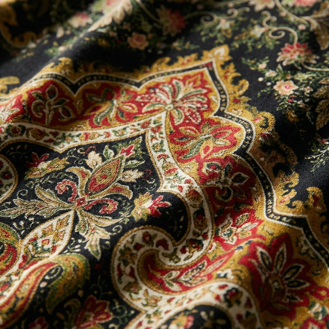 Midarae - Vestido midi de manga larga con estampado ornamentado