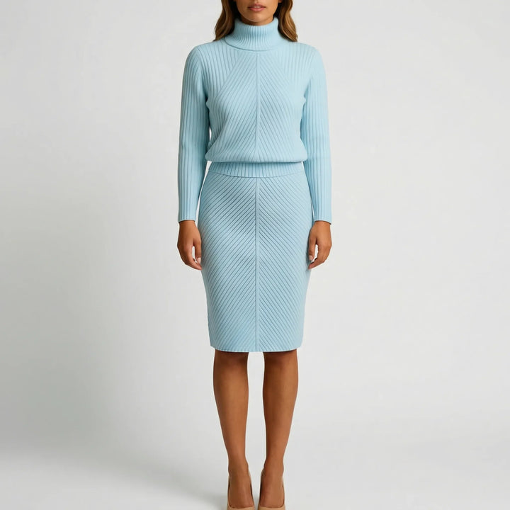 Midvelle - Vestido midi de cuello alto y manga larga