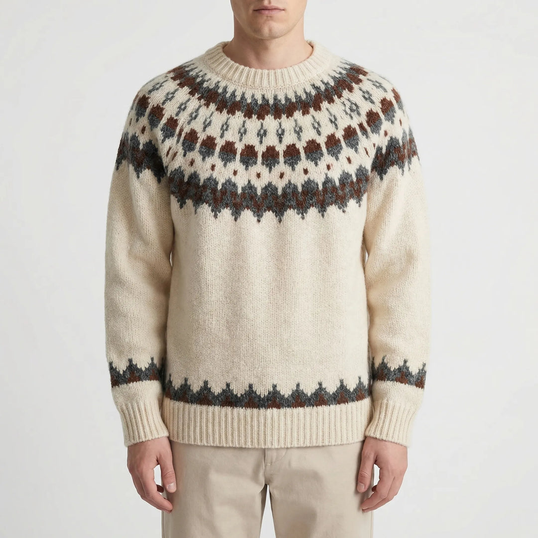 Nordrvik - Jersey de cuello redondo con estampado Fair Isle