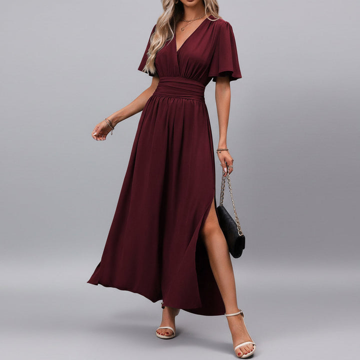 Vestido Maxi Elegante de Cuello en V para Mujeres