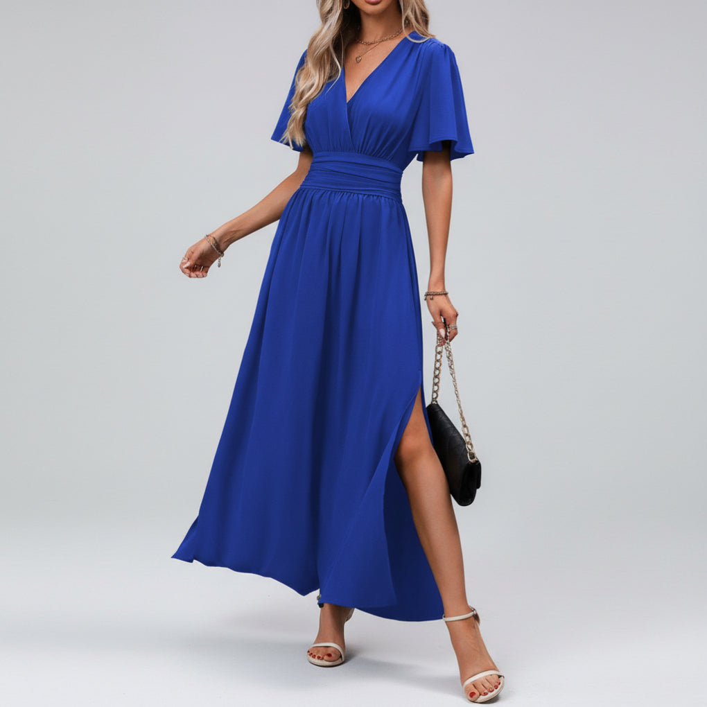 Vestido Maxi Elegante de Cuello en V para Mujeres