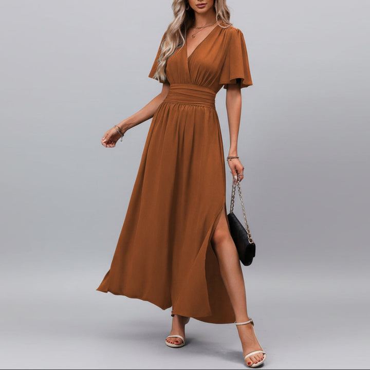 Vestido Maxi Elegante de Cuello en V para Mujeres