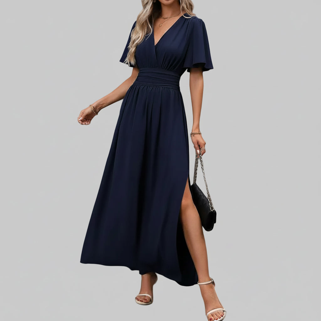 Vestido Maxi Elegante de Cuello en V para Mujeres