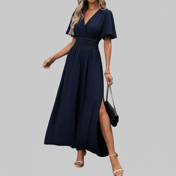 Vestido Maxi Elegante de Cuello en V para Mujeres