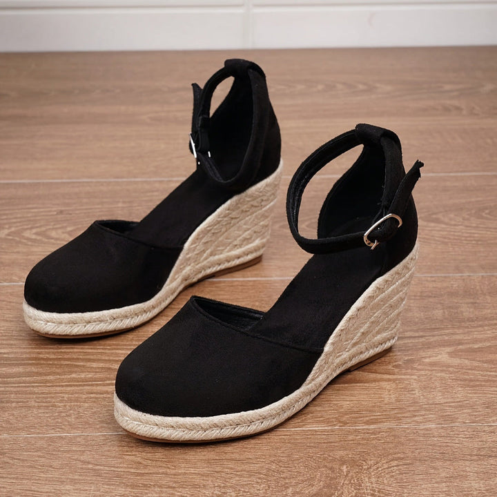 Sandalias de cuña con plataforma para mujer, vista lateral