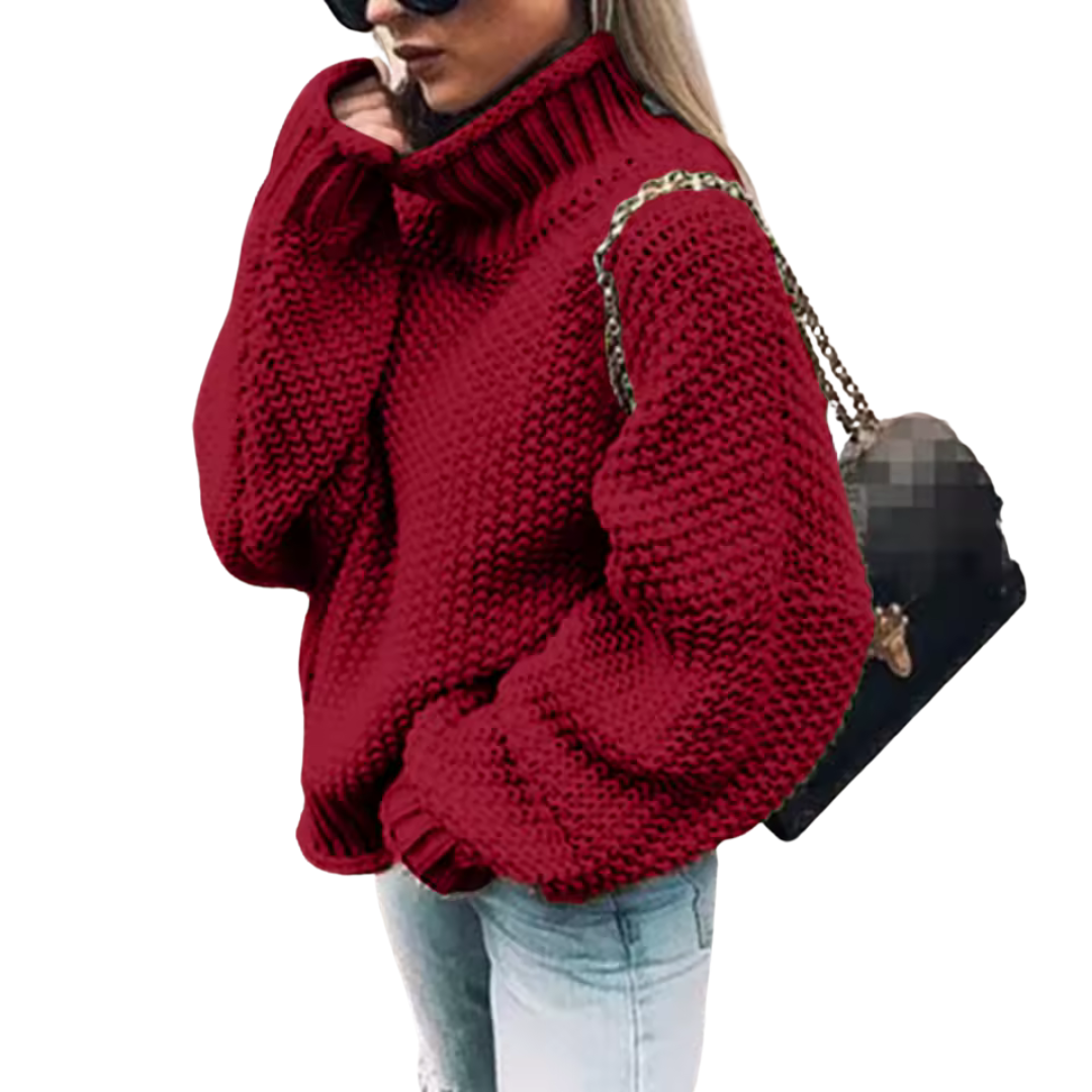 Jersey de punto de cuello alto para mujer, vista completa