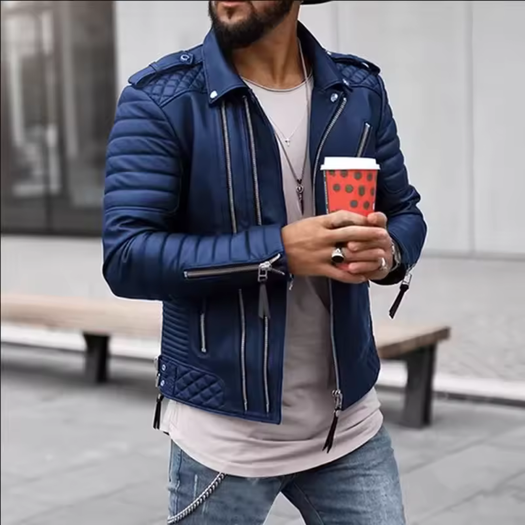 Chaqueta de cuero para hombre atemporal y resistente