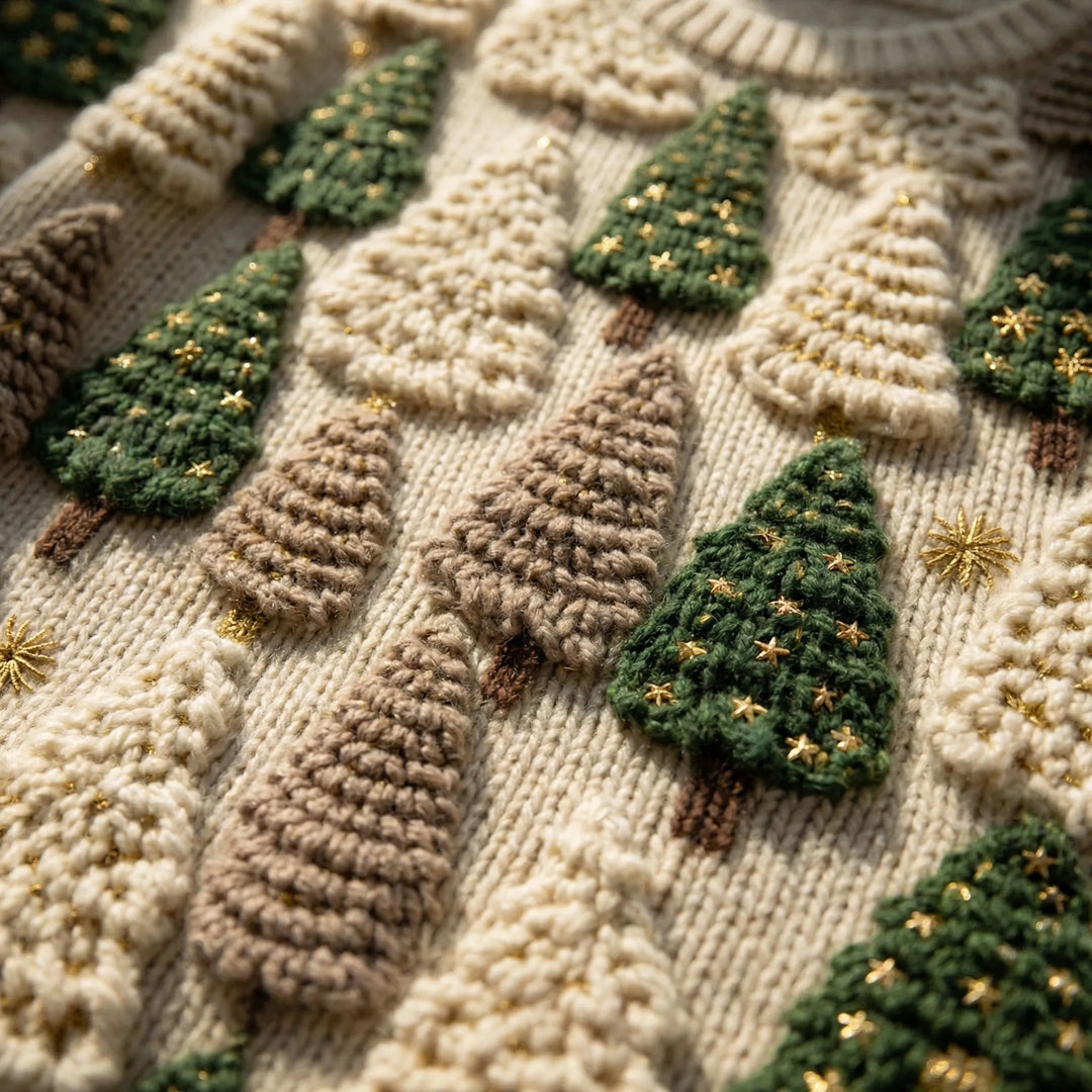 Pinevara - Suéter con estampado de árbol de Navidad