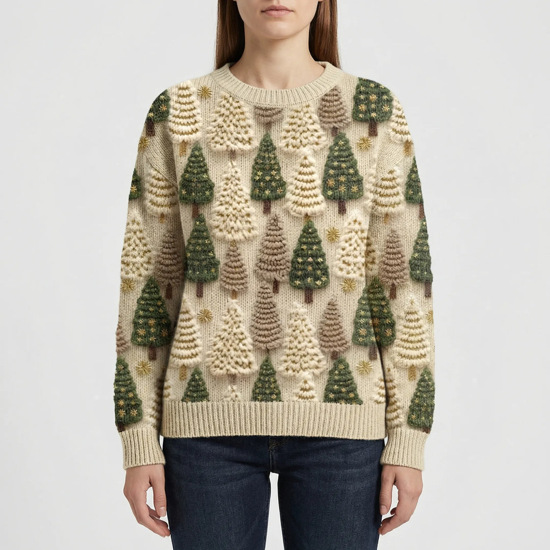 Pinevara - Suéter con estampado de árbol de Navidad