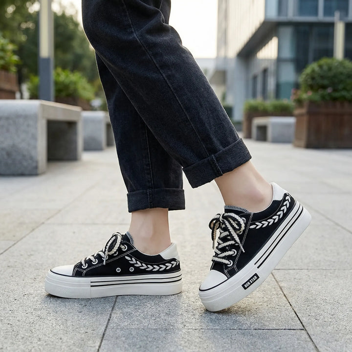 Platieva - Zapatilla con cordones y plataforma gruesa