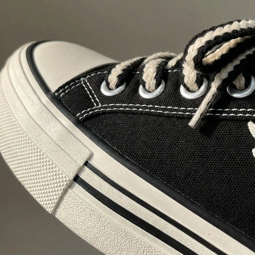 Platieva - Zapatilla con cordones y plataforma gruesa