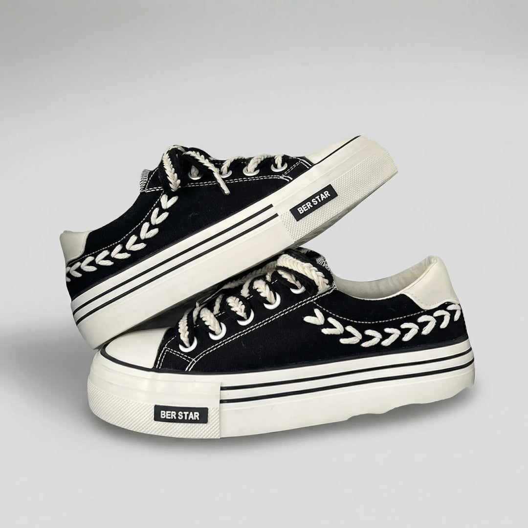 Platieva - Zapatilla con cordones y plataforma gruesa