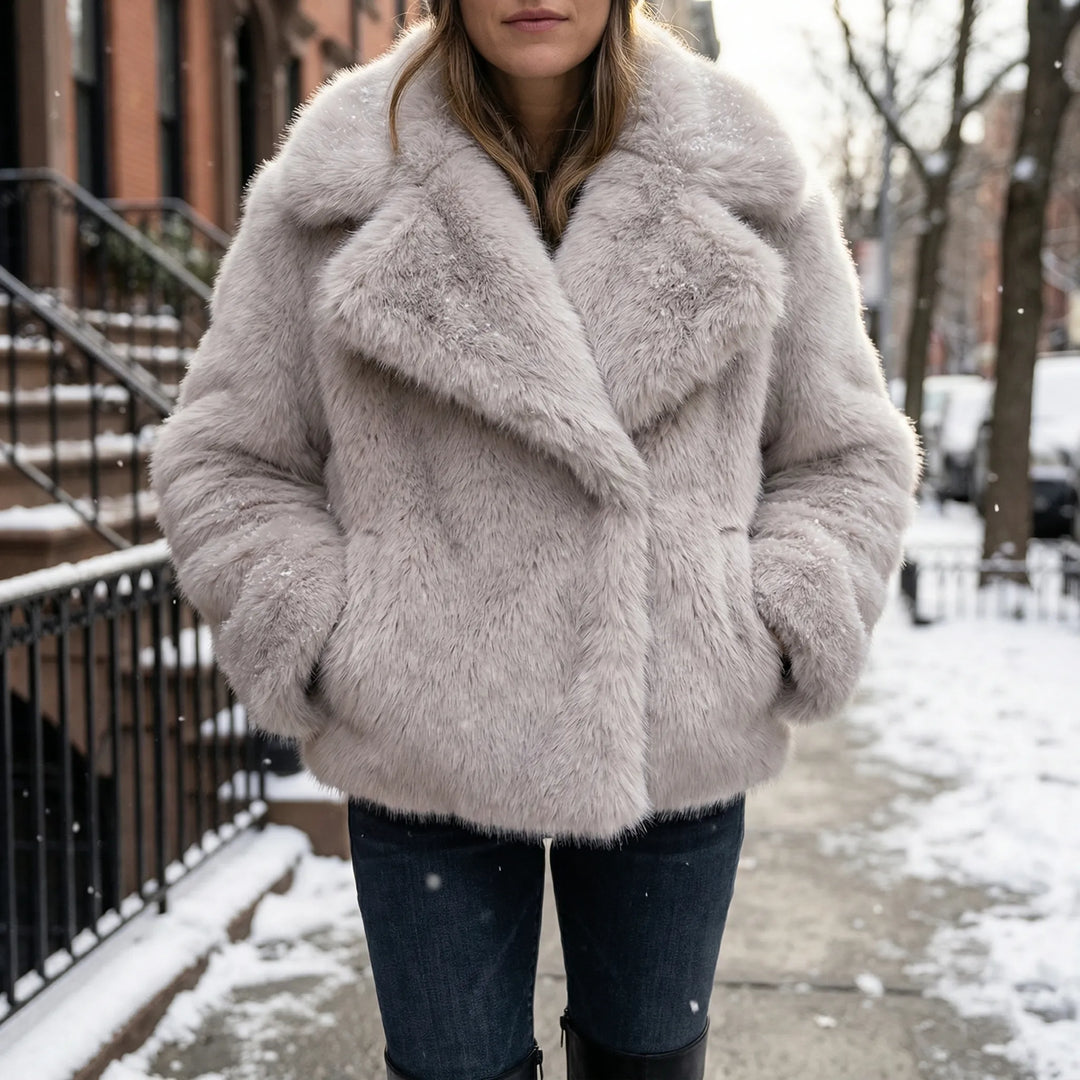 Plushova - Chaqueta de invierno semi-ajustada de piel sintética