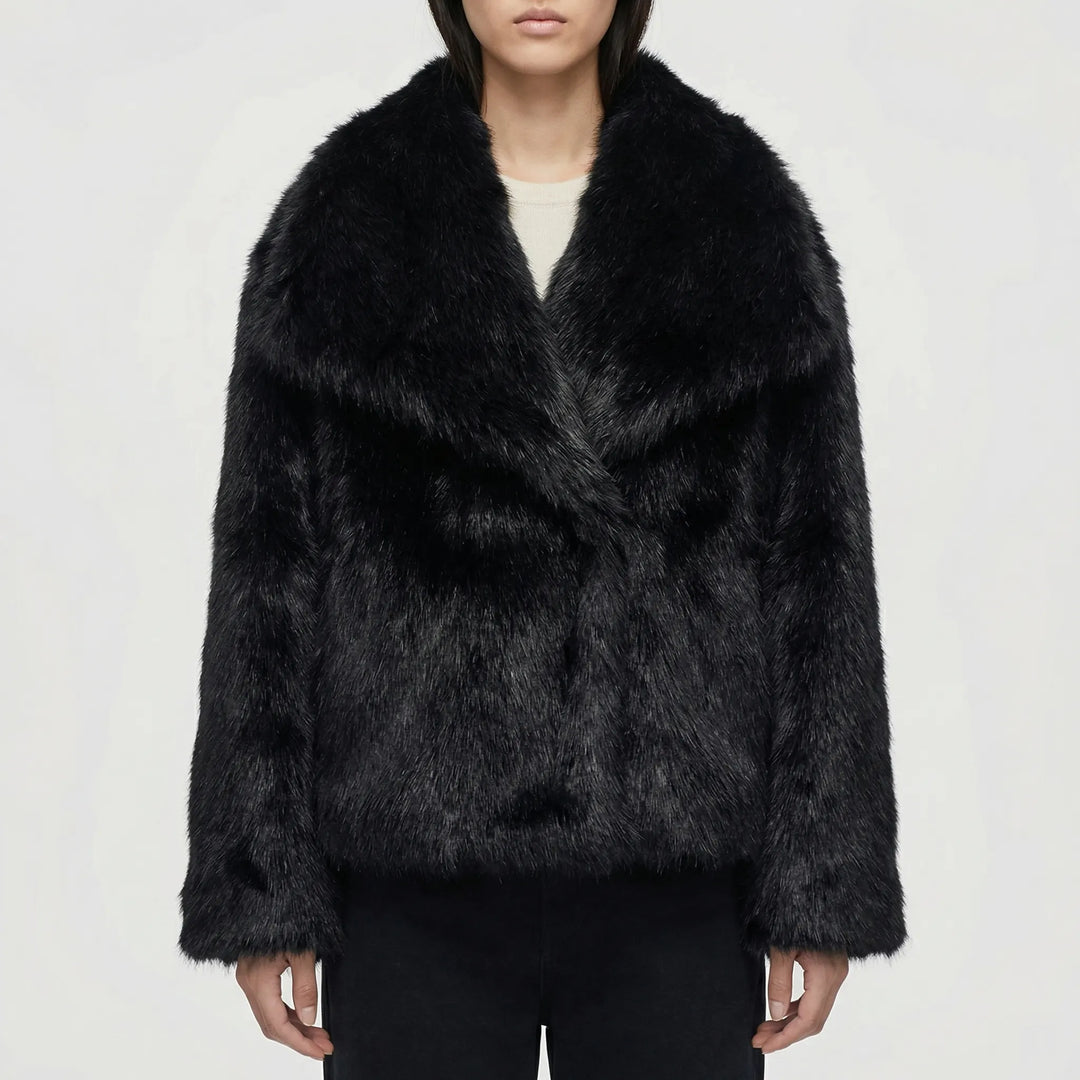 Plushova - Chaqueta de invierno semi-ajustada de piel sintética