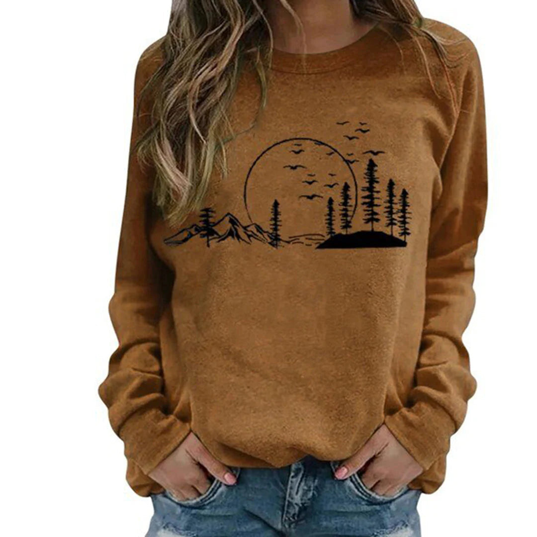 Cómodo jersey de mujer con cuello redondo