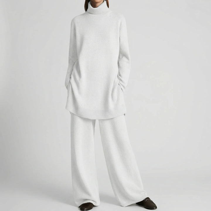 Conjunto de jersey de cuello alto y pantalón de pierna ancha Pullova