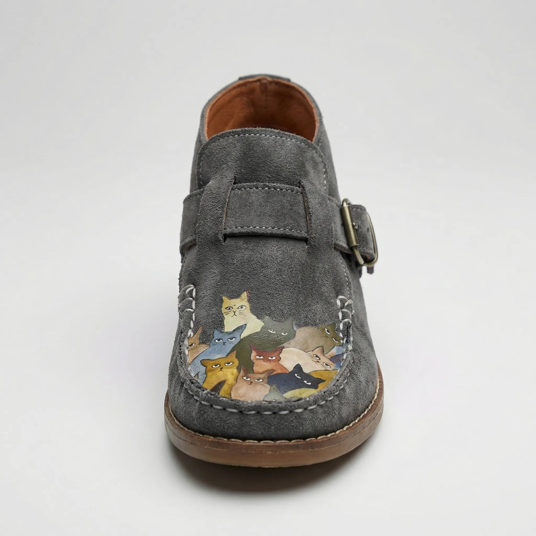 Purrlix - Botín plano con estampado de gato