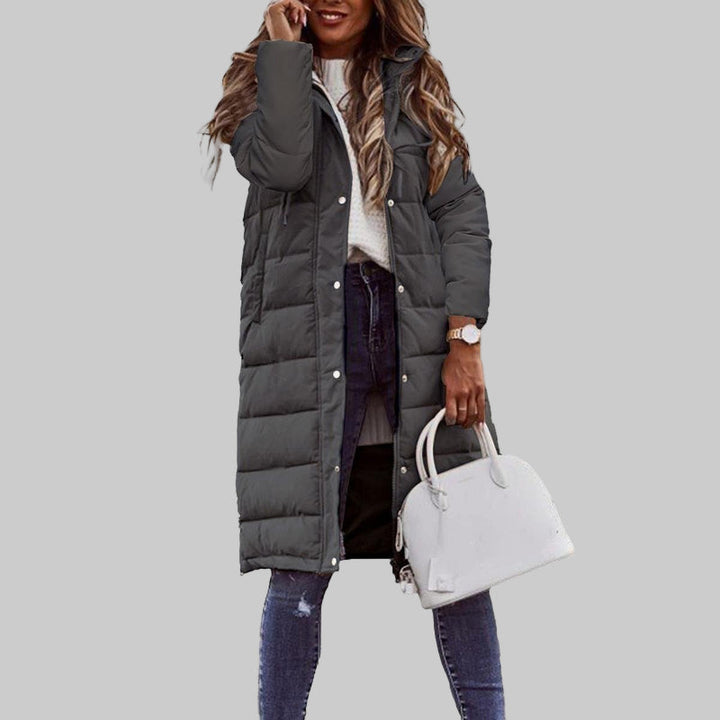 Chaqueta Larga con Capucha Acolchada para Mujeres