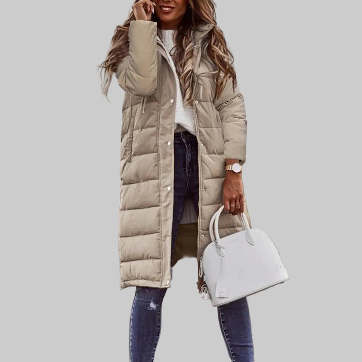 Chaqueta Larga con Capucha Acolchada para Mujeres