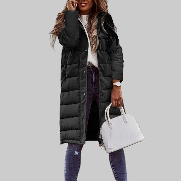 Chaqueta Larga con Capucha Acolchada para Mujeres